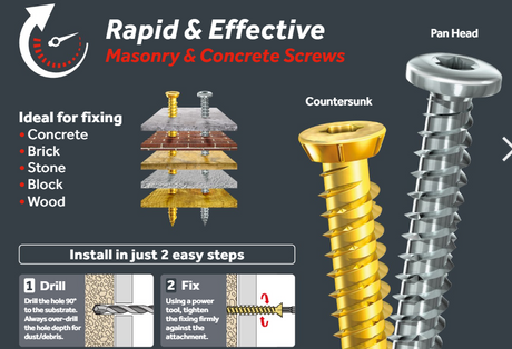 This is an image showing two types of Concrete Frame Screws