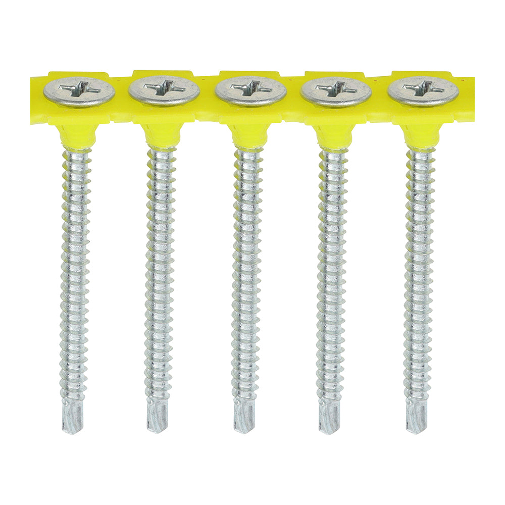 This is an image of Timco - Collated Drywall Screws - PH - Bugle - Self Tapping Thread - Self Drilling - Zinc 3.5 x 40mm - (1000 PCS Box) 00040COLLSD