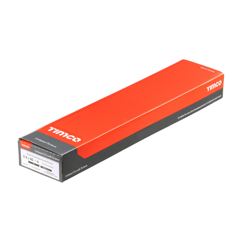 This is an image of Timco - Collated Drywall Screws - PH - Bugle - Self Tapping Thread - Self Drilling - Zinc 3.5 x 45mm - (1000 PCS Box) 00045COLLSD