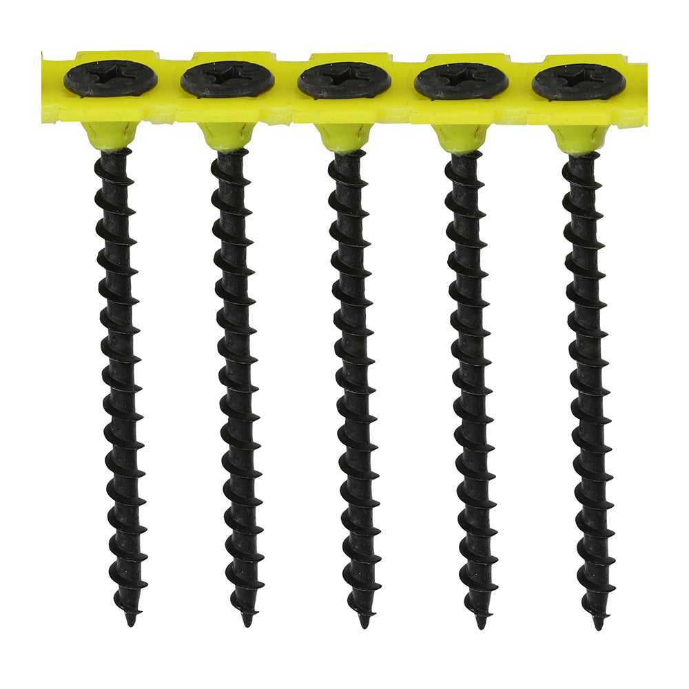 This is an image of Timco - Collated Drywall Screws - PH - Bugle - Coarse Thread - Black 3.5 x 55mm - (1000 PCS Box) 00055COLDYS