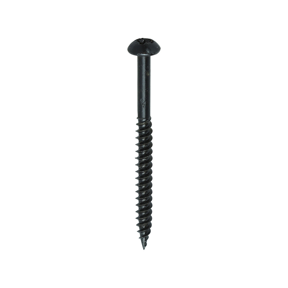 This is an image of Timco - Blackjax Woodscrews - PZ - Round - Black Organic 8 x 2" - (200 PCS Box) 00082BJC