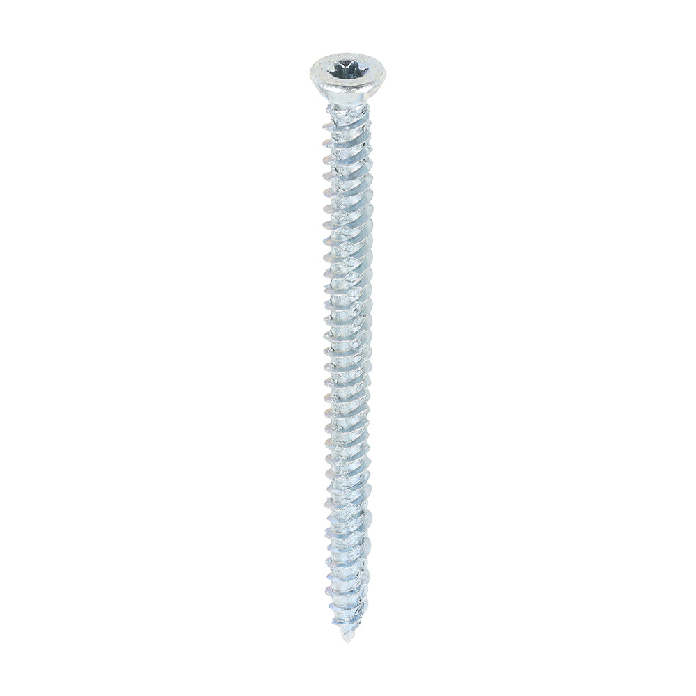 This is an image of Timco - Concrete Screws - TX - Flat Countersunk - Zinc 7.5 x 100mm - (100 PCS Box) 00100TCONZ