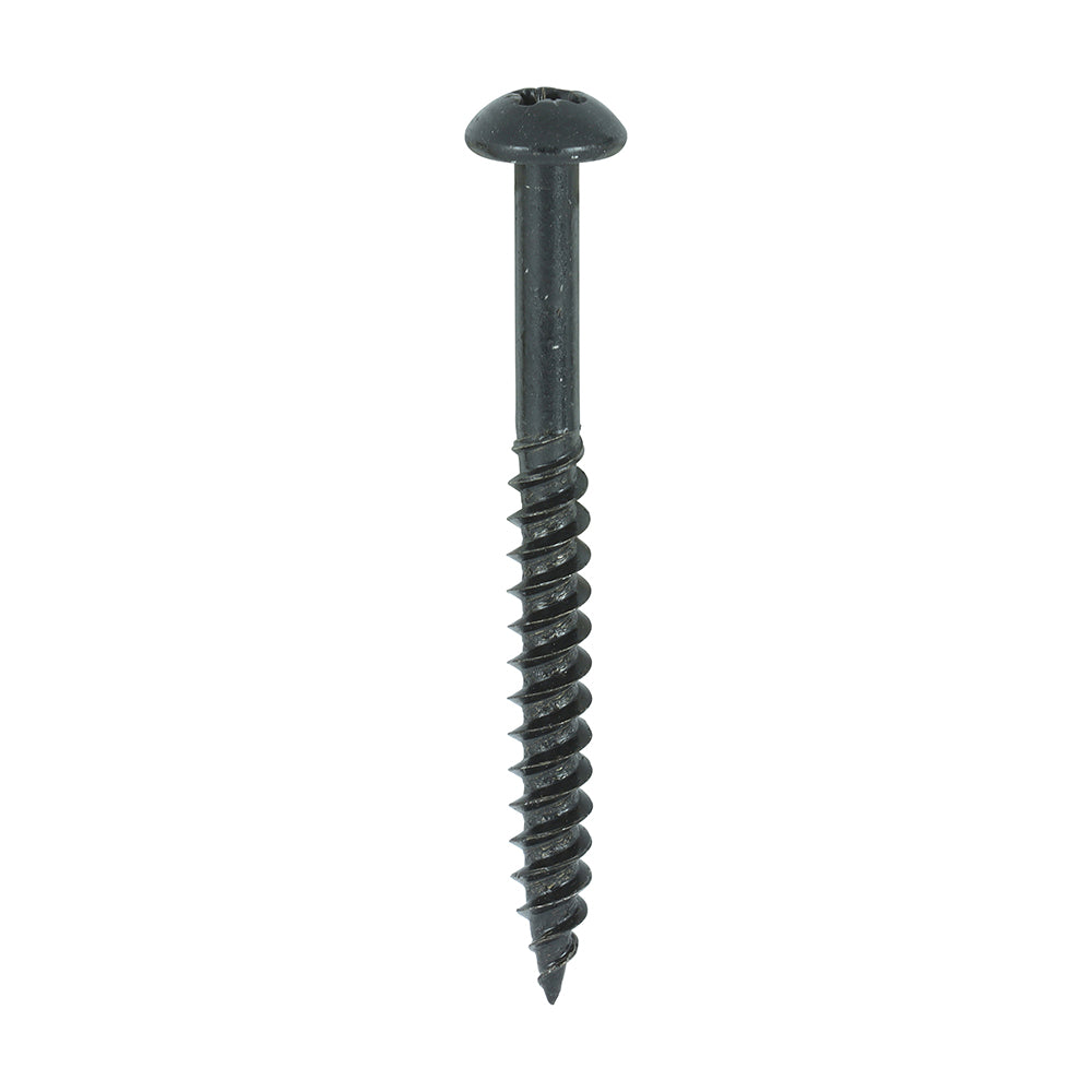 This is an image of Timco - Blackjax Woodscrews - PZ - Round - Black Organic 10 x 2" - (200 PCS Box) 00102BJC
