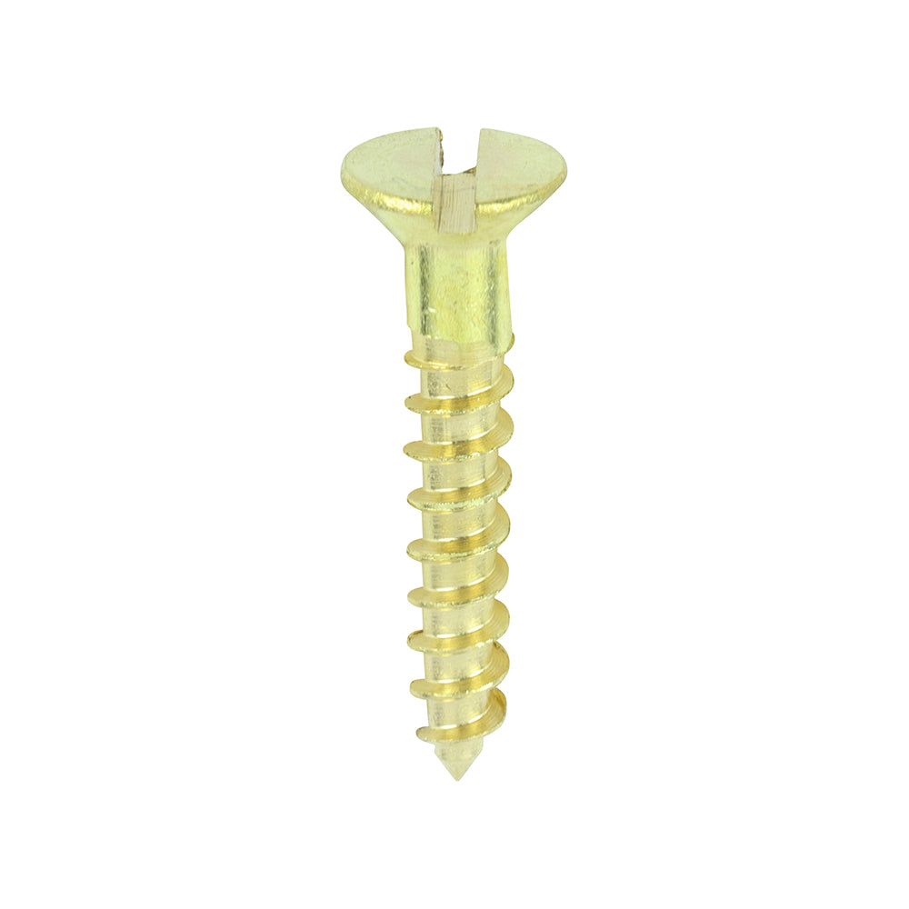 This is an image of Timco - Solid Brass Timber Screws - SLOT - Countersunk 4 x 5/8" - (200 PCS Box) 00458CBS
