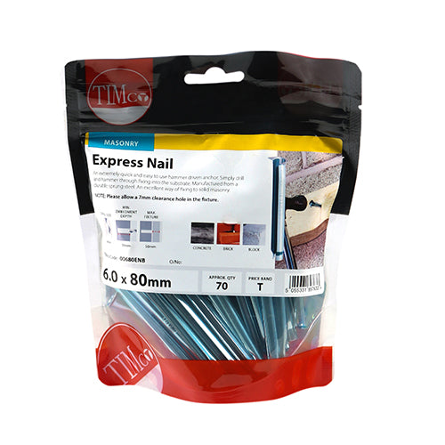 This is an image of Timco - Express Nails - Zinc 6.0 x 80mm - (70 PCS TIMbag) 00680ENB