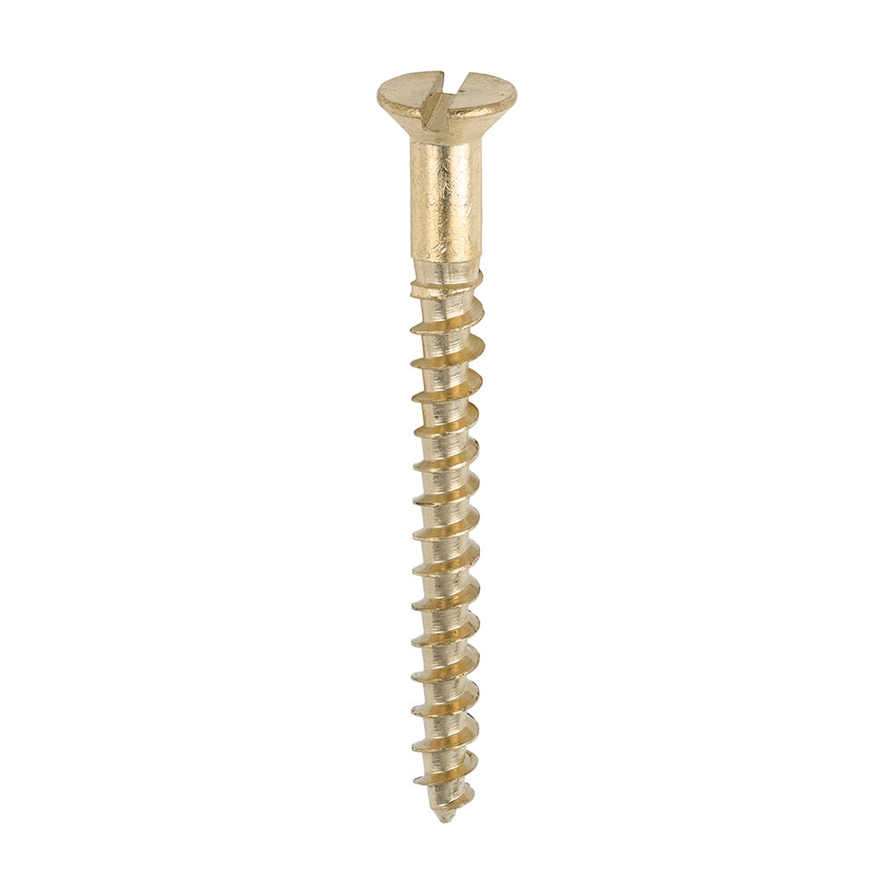 This is an image of Timco - Solid Brass Timber Screws - SLOT - Countersunk 6 x 1 1/2" - (200 PCS Box) 06112CBS