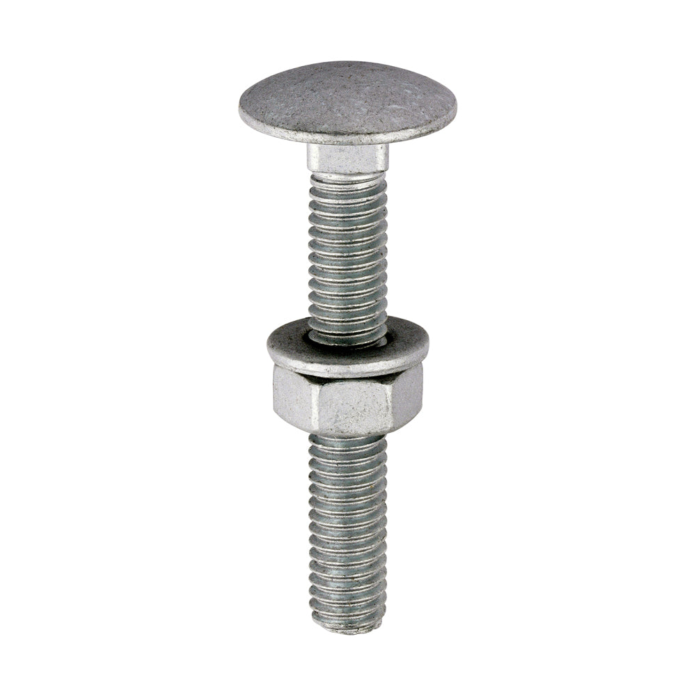 This is an image of Timco - Carriage Bolts Hex Nuts & Form A Washers - Dome - Exterior - Silver M6 x 40mm - (10 PCS TIMbag) 0640CBI