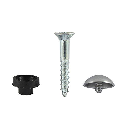 This is an image of Timco - Mirror Hanging Screws - Zinc - Chrome Dome 8 x 1 1/2" - (200 PCS Box) 08112CMIR200
