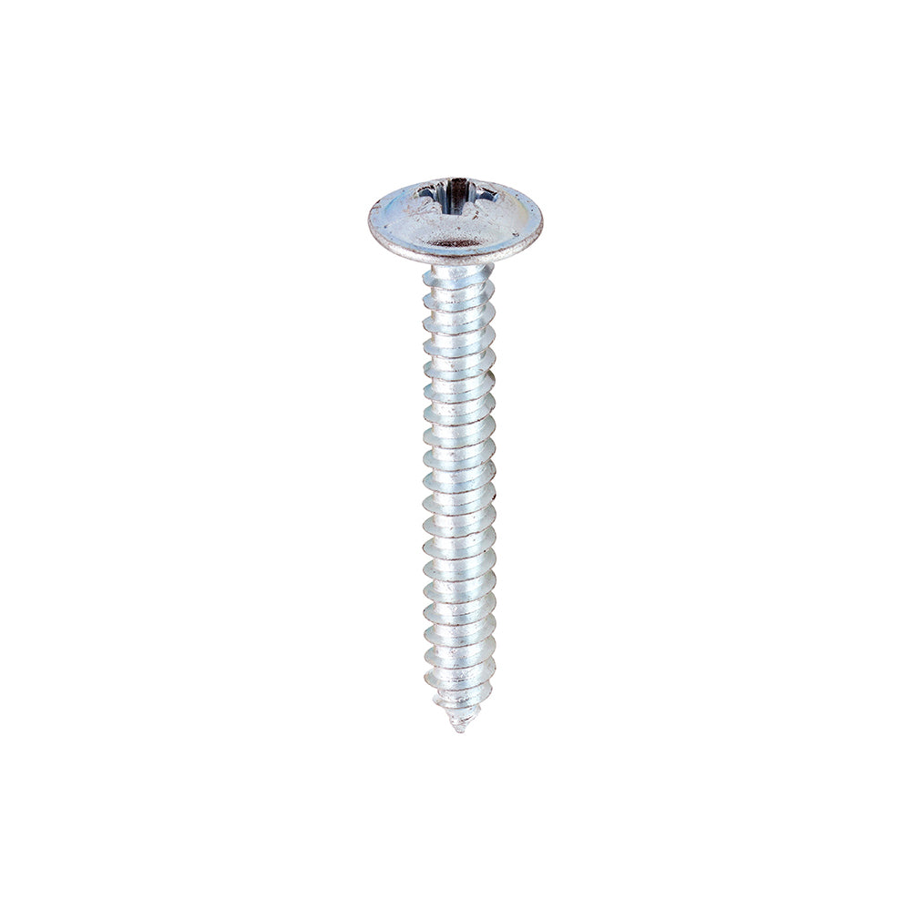 This is an image of Timco - Metal Tapping Screws - PZ - Flange - Self-Tapping - Zinc 8 x 1 1/4" - (200 PCS Box) 08114CFAZS