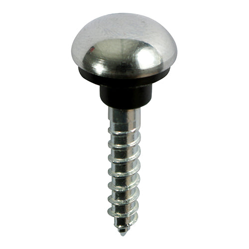 This is an image of Timco - Mirror Hanging Screws - Zinc - Chrome Dome 8 x 1 1/4" - (200 PCS Box) 08114CMIR200