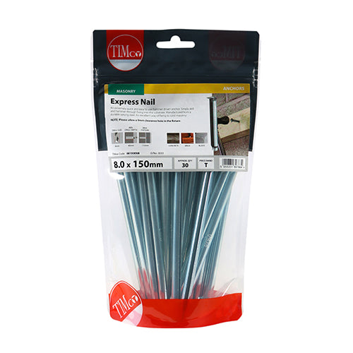 This is an image of Timco - Express Nails - Zinc 8.0 x 150mm - (30 PCS TIMbag) 08150ENB