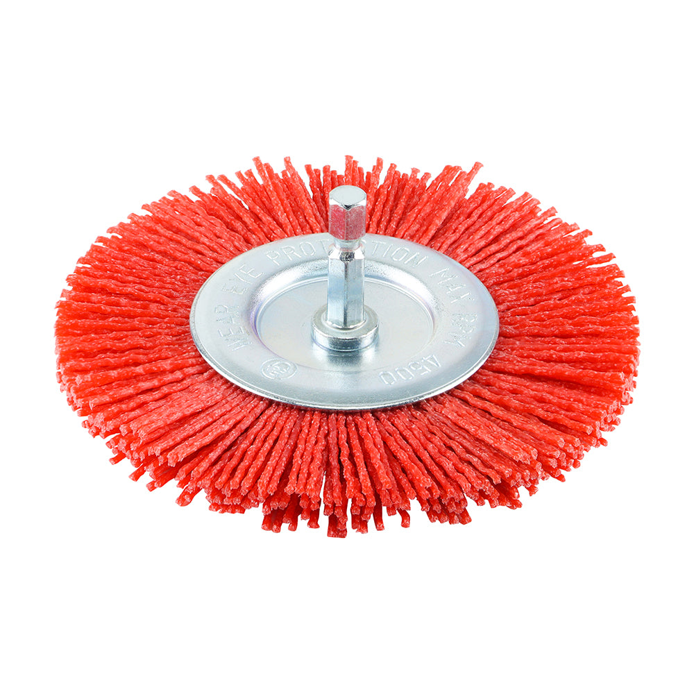 This is an image of Timco - Drill Wheel Brush - Nylon 100mm (1 Each Box) 100SWN