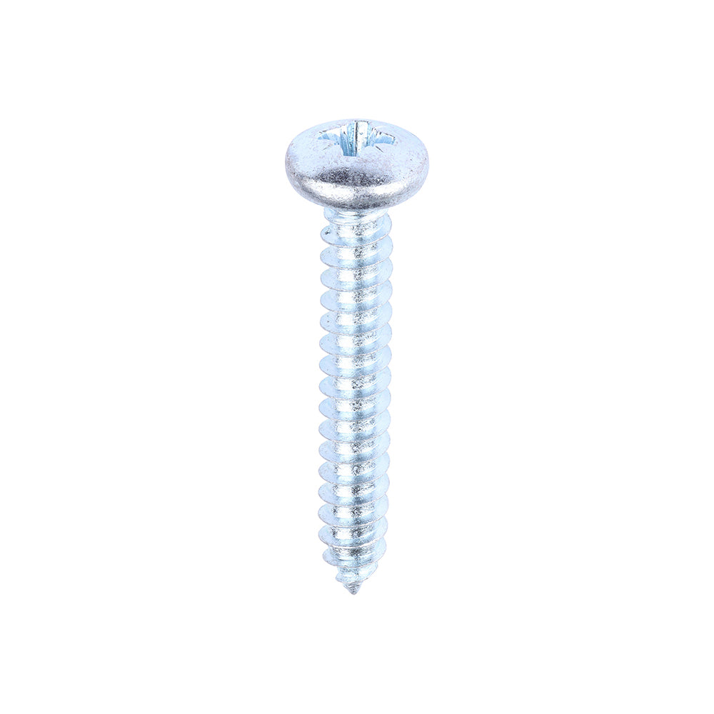 This is an image of Timco - Self-Tapping Screws - PZ - Pan - Zinc 10 x 1 1/4" - (200 PCS Box) 10114CPAZS