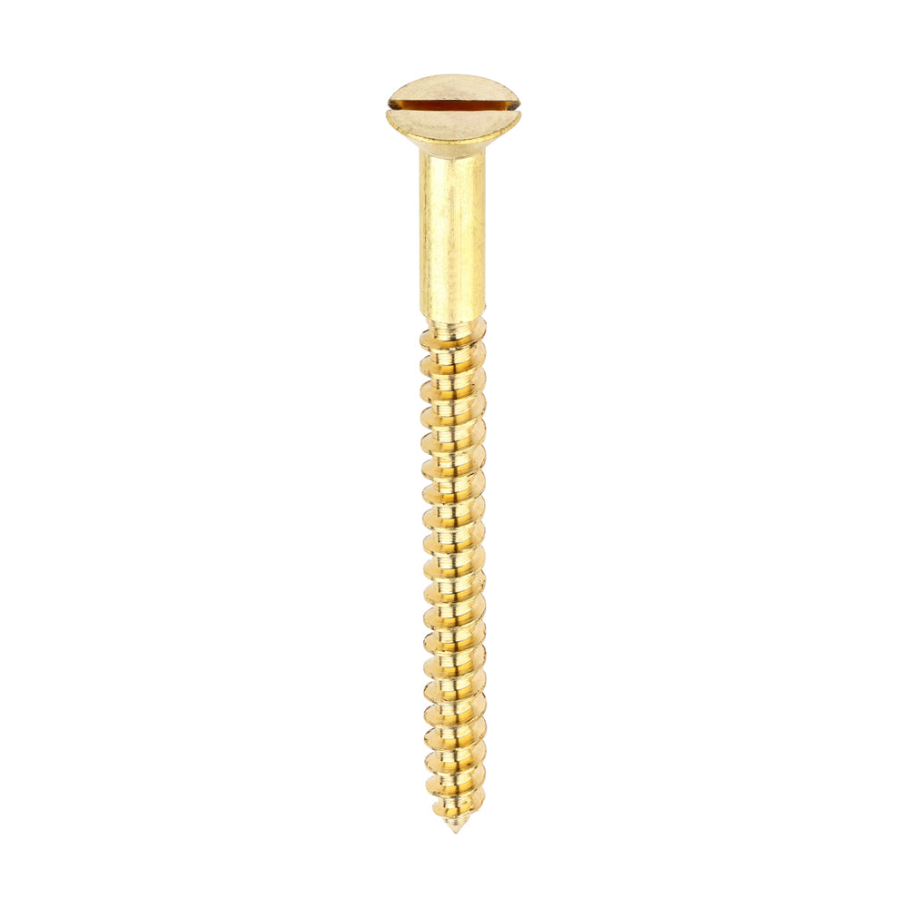 This is an image of Timco - Solid Brass Timber Screws - SLOT - Countersunk 10 x 2 1/2" - (100 PCS Box) 10212CBS