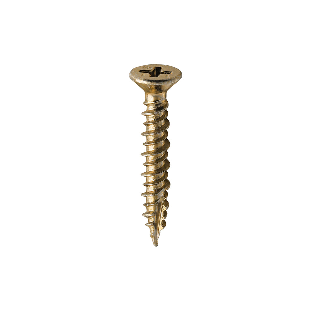 This is an image of Timco - Window Fabrication Screws - Countersunk - PH - High-Low Thread - Slash Point - Yellow 4.3 x 25mm - (1000 PCS Box) 104Y