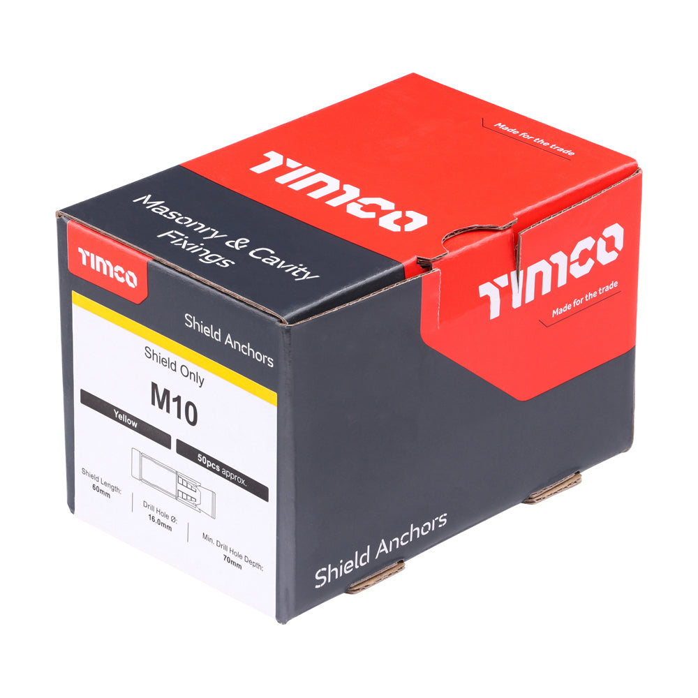 This is an image of Timco - Shield Only - Yellow M10 - (50 PCS Box) 10SH