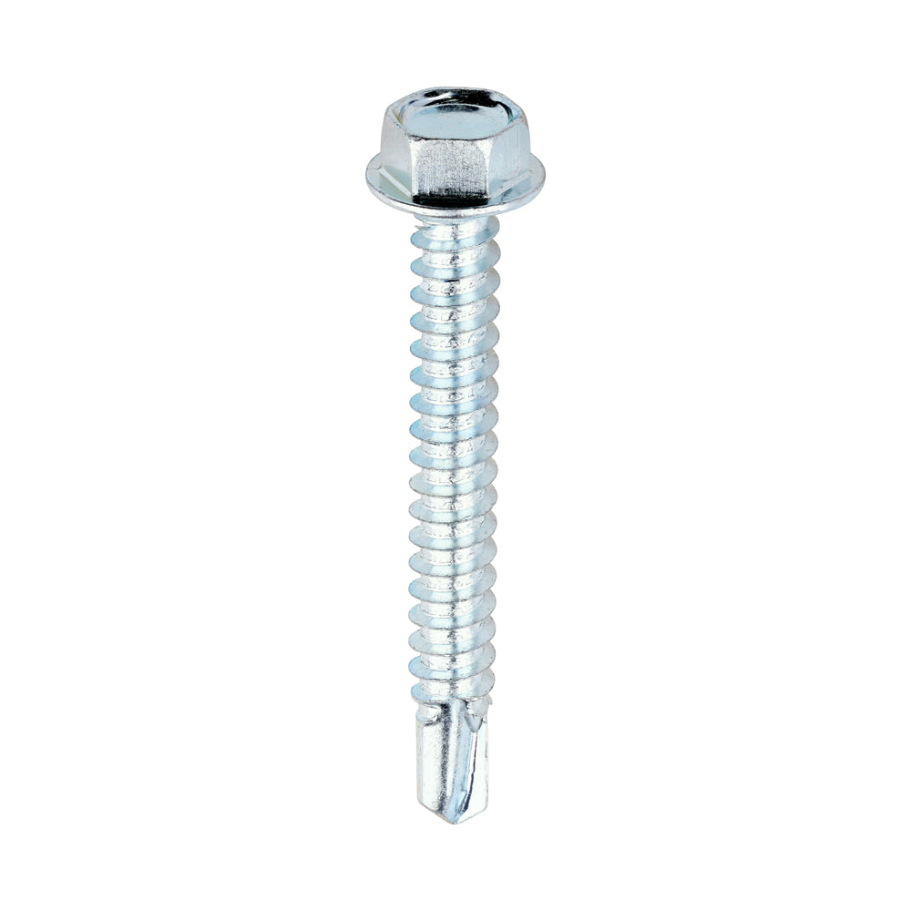 This is an image of Timco - Metal Construction Light Section Screws - Hex - Self-Drilling - Zinc 12 x 1 3/4" - (500 PCS Box) 12134HWSD