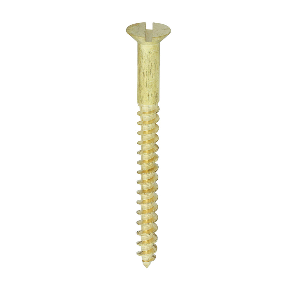 This is an image of Timco - Solid Brass Timber Screws - SLOT - Countersunk 12 x 2 1/2" - (100 PCS Box) 12212CBS