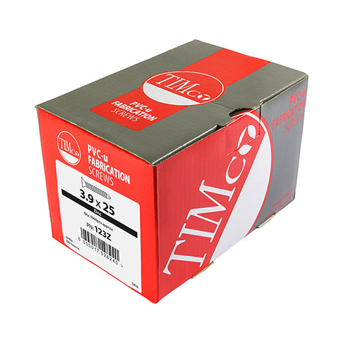 This is an image of Timco - Window Fabrication Screws - Countersunk - PH - Self-Tapping - Self-Drilling Point - Zinc 3.9 x 38mm - (1000 PCS Box) 125Z