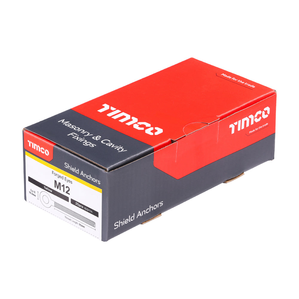 This is an image of Timco - Forged Eyes - Yellow M12 - (25 PCS Box) 12EYE