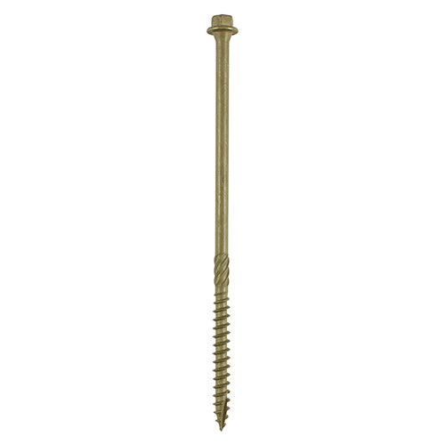 This is an image of Timco - Timber Frame Construction & Landscaping Screws - Hex - Exterior - Green Organic 6.7 x 150mm - (250 PCS Tub) 150INLT