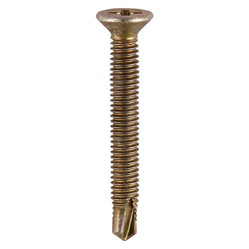 This is an image of Timco - Window Fabrication Screws - Countersunk - PH - Metric Thread - Self-Drilling Point - Yellow M4 x 25mm - (1000 PCS Box) 153Y