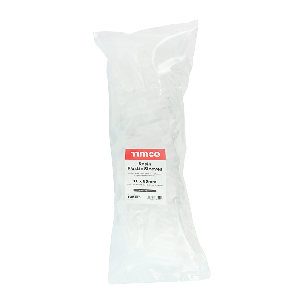 This is an image of Timco - Resin Plastic Sleeves 16 x 85mm - (100 PCS Bag) 1585CPS