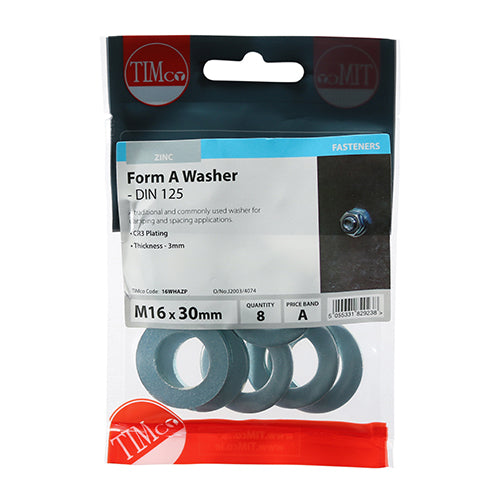This is an image of Timco - Form A Washers - Zinc M16 - (8 PCS TIMpac) 16WHAZP