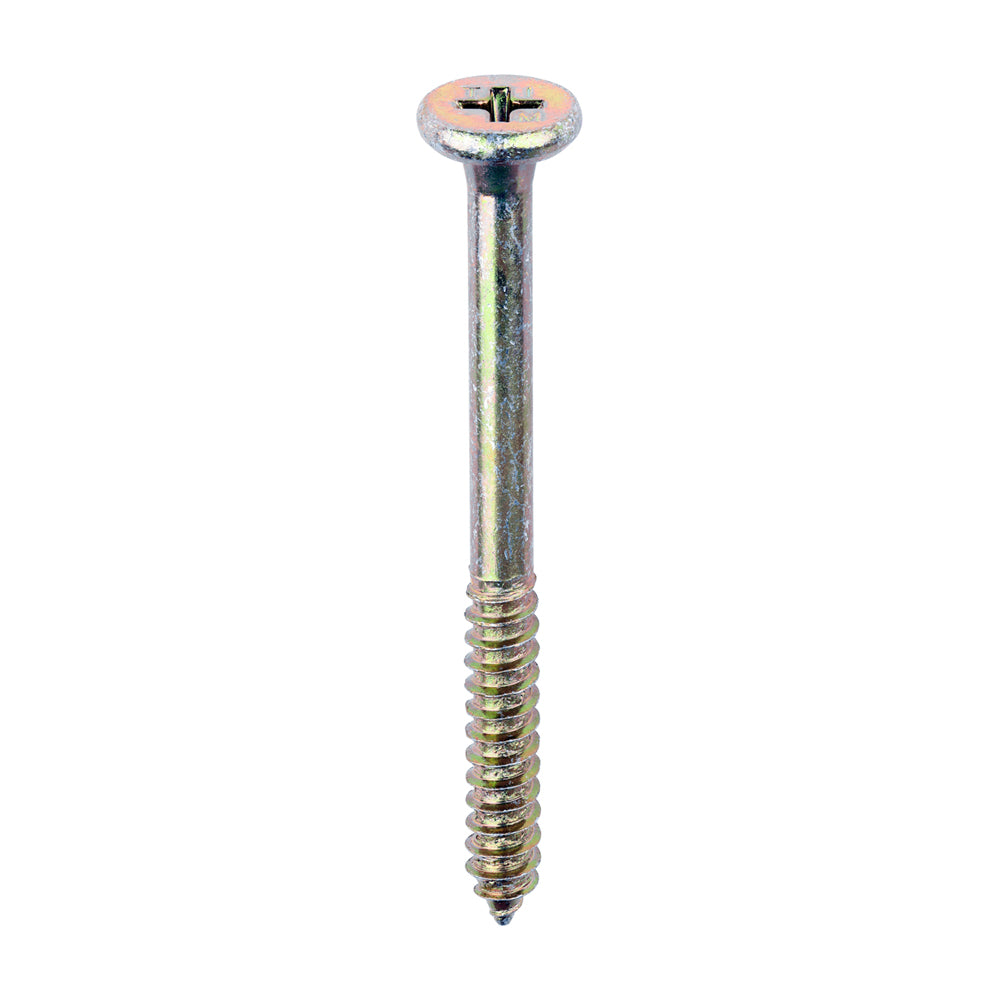 This is an image of Timco - Element Screws - Shallow Pan Countersunk - PH - Self-Tapping Thread - AB Point - Yellow 4.8 x 55mm - (200 PCS Box) 191Y