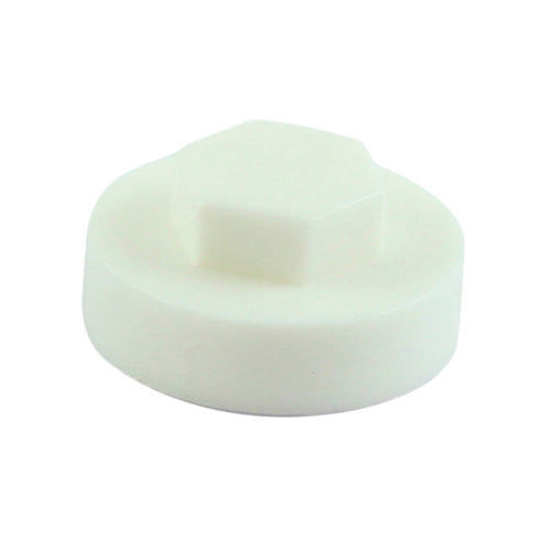 This is an image of Timco - Hex Head Cover Caps - Pure White 19mm - (1000 PCS Bag) 19RAL9010CAP