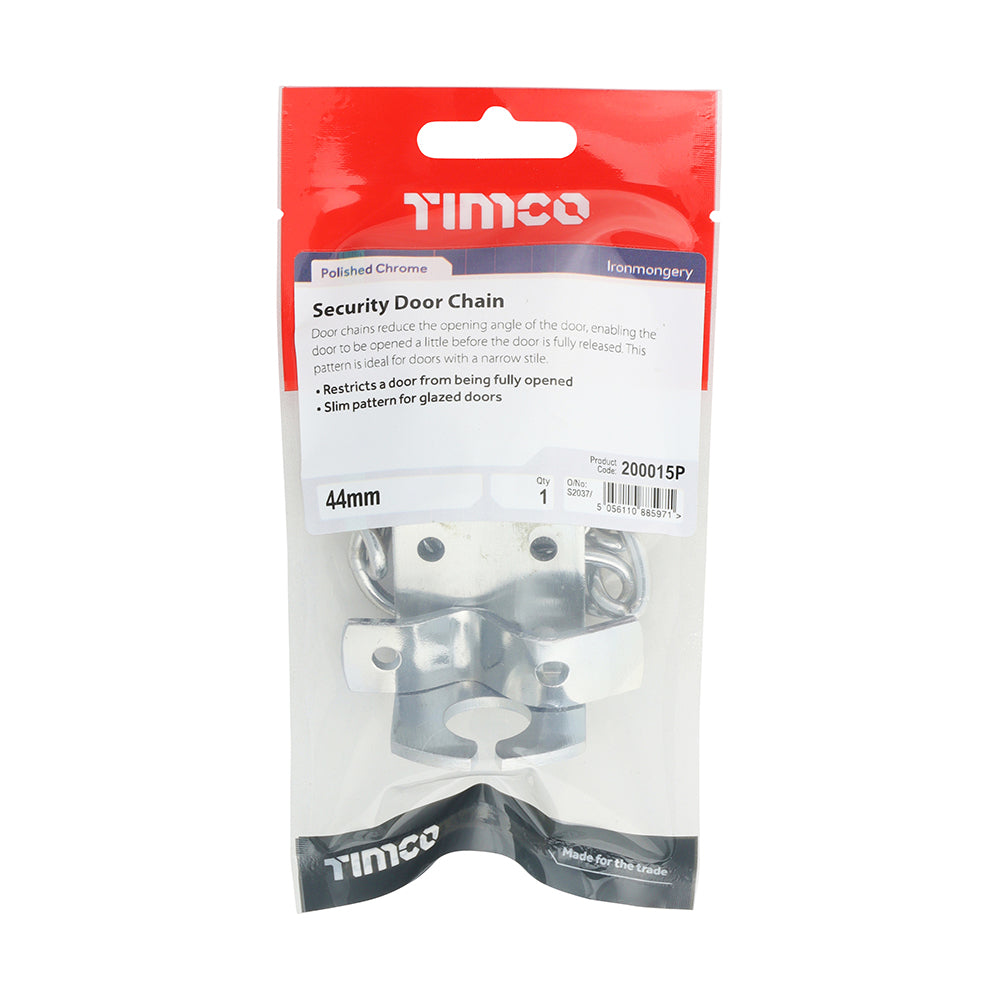 This is an image of Timco - Security Door Chain - Polished Chrome 44mm (1 Each TIMpac) 200015P