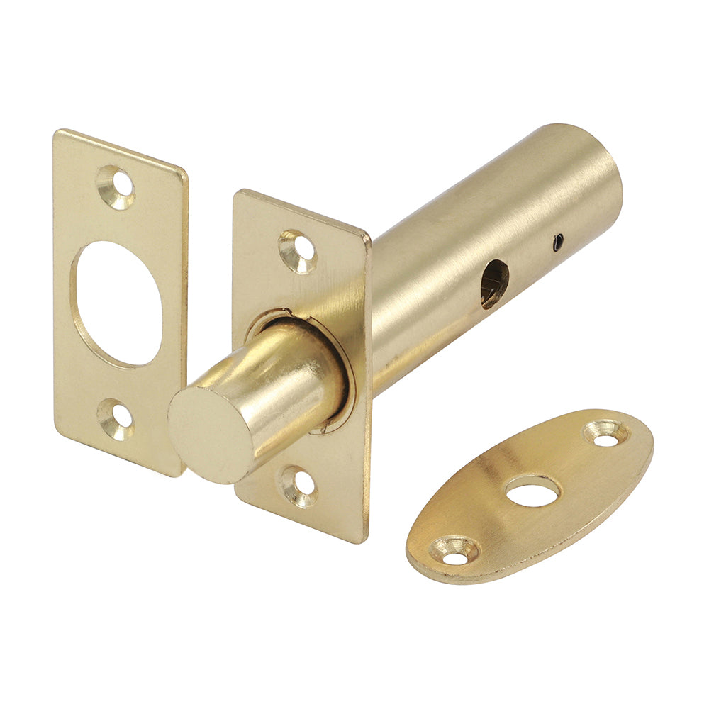This is an image of Timco - Door Rack Bolts - Electro Brass 60mm (2 Pieces TIMpac) 200020P