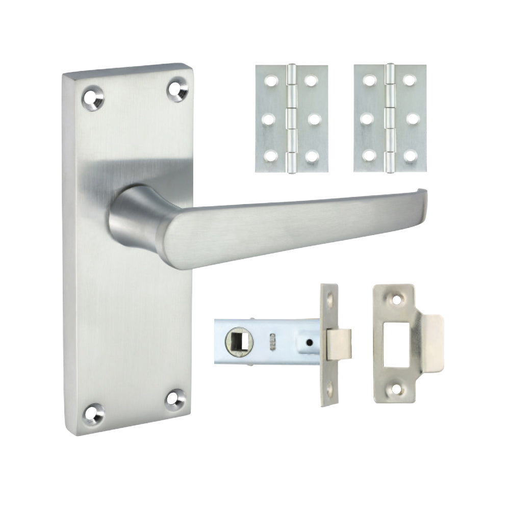 This is an image of Timco - Victorian Straight Latch Door Pack - Satin Chrome Mixed (1 Each Blister Pack) 200041