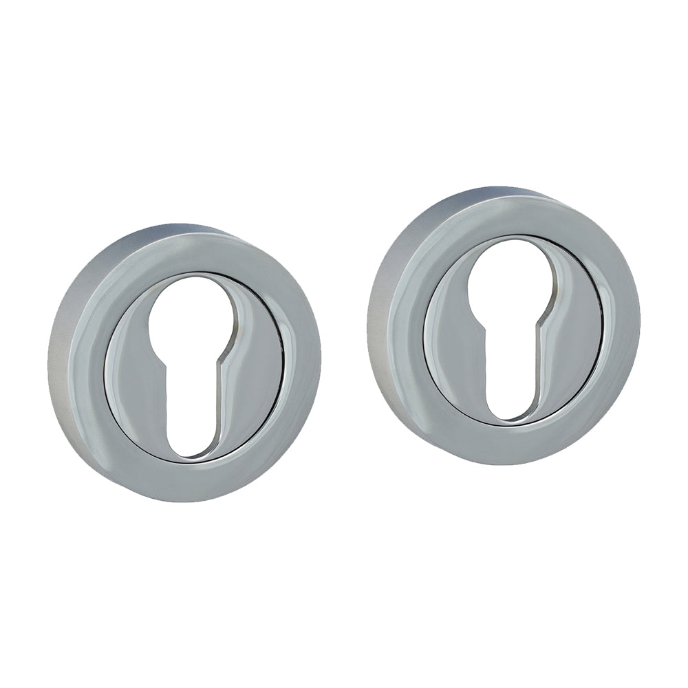 This is an image of Timco - Euro Profile Escutcheon - Polish Chrome 51mm (1 Pairs Blister Pack) 200050