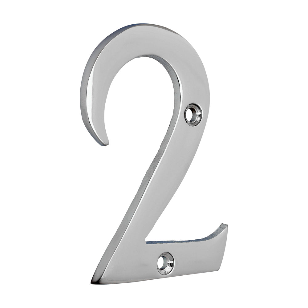 This is an image of Timco - Door Numeral 2 - Polished Chrome 76mm (1 Each TIMpac) 200081P