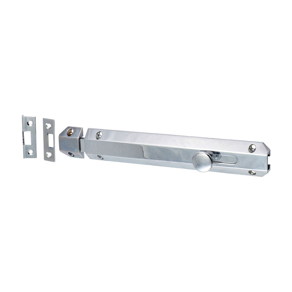 This is an image of Timco - Architectural Flat Section Bolt - Polished Chrome 210 x 35mm (1 Each TIMpac) 200191P