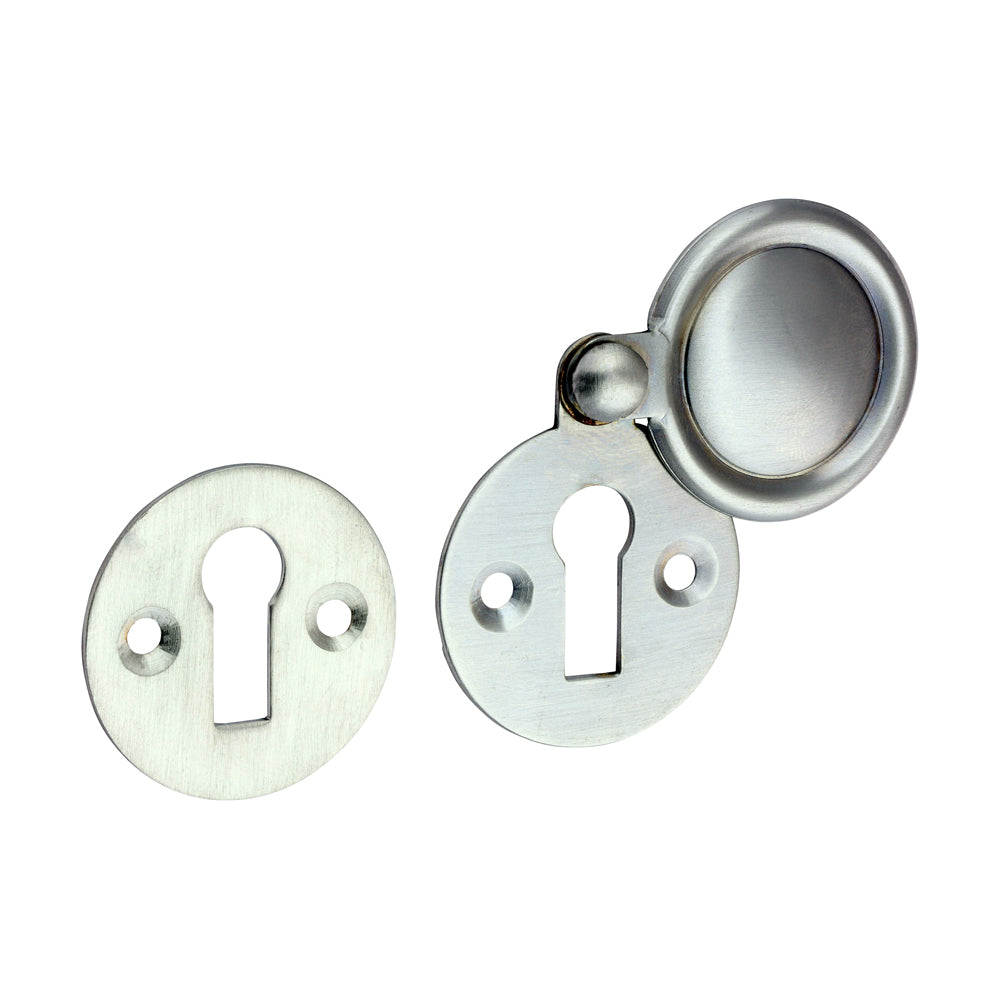 This is an image of Timco - Pair of Traditional Pattern Escutcheon - Satin Chrome 32mm (1 Pairs Bag) 200348