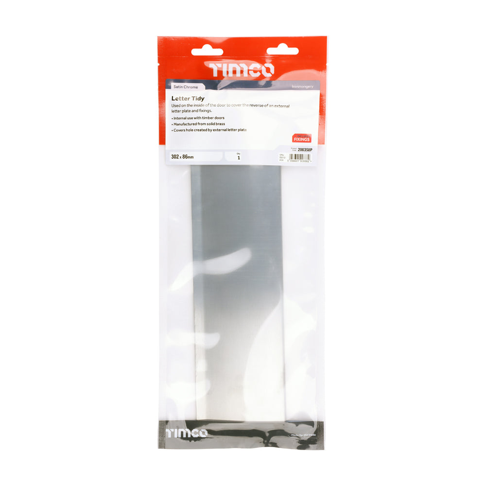 This is an image of Timco - Letter Tidy - Satin Chrome 302 x 86 (1 Each TIMbag) 200358P
