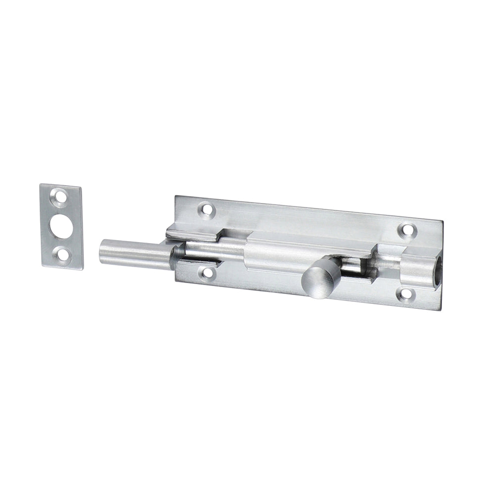 This is an image of Timco - Necked Barrel Bolt - Satin Chrome 75 x 25mm (1 Each TIMpac) 200367P