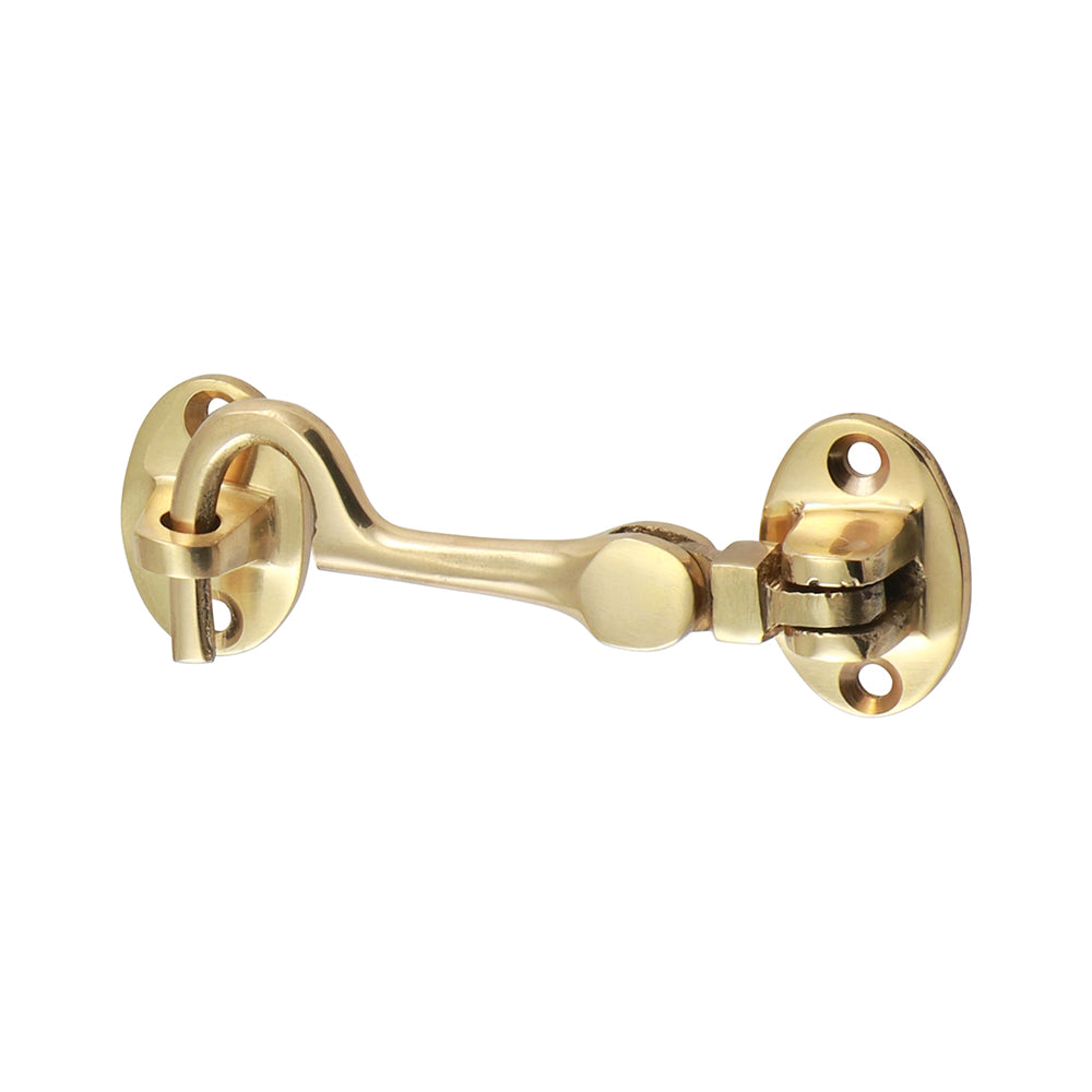 This is an image of Timco - Cabin Hook - Polished Brass 75mm (1 Each TIMpac) 200495P