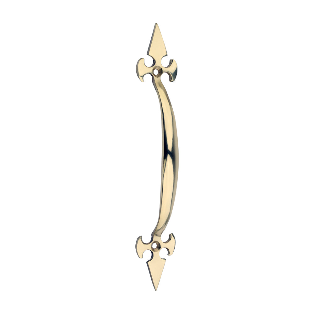 This is an image of Timco - Fleur De Lys Pull Handle - Polished Brass 178mm (1 Each TIMpac) 200563P