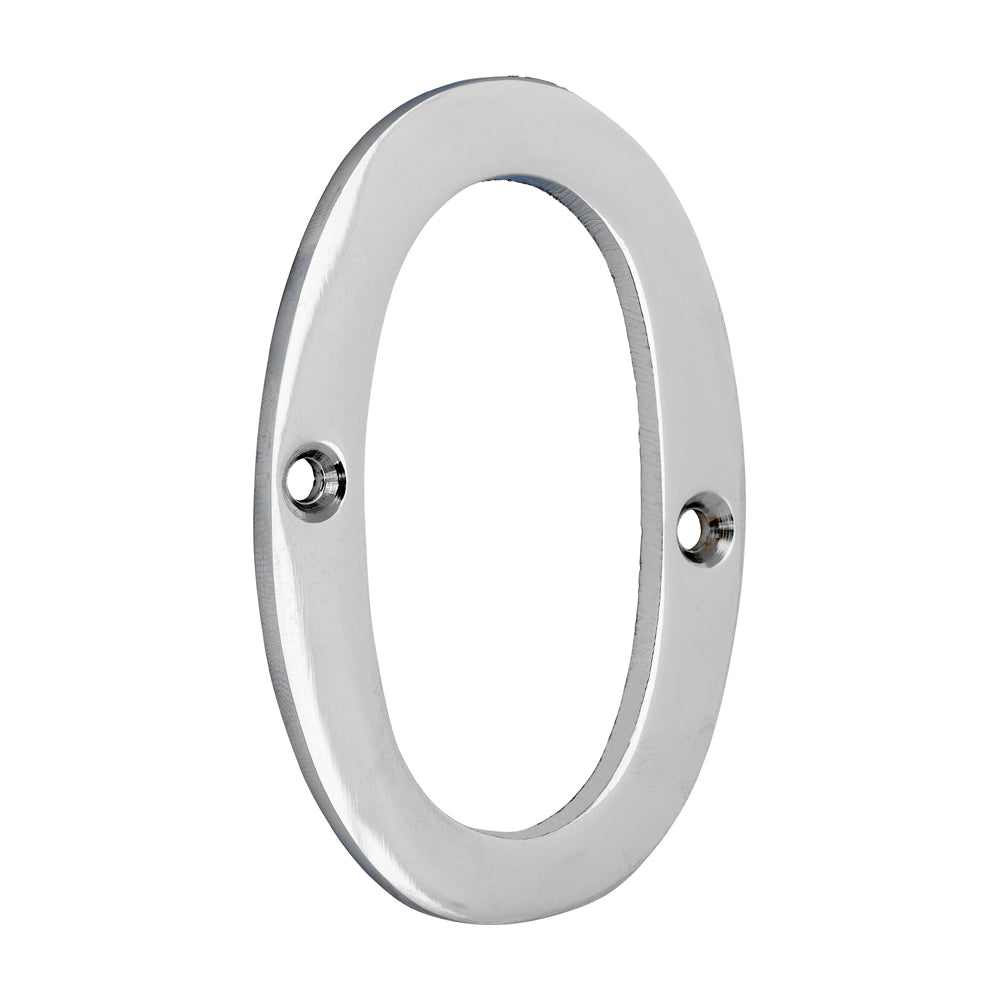 This is an image of Timco - Door Numeral 0 - Polished Chrome 81mm (1 Each TIMpac) 200641P
