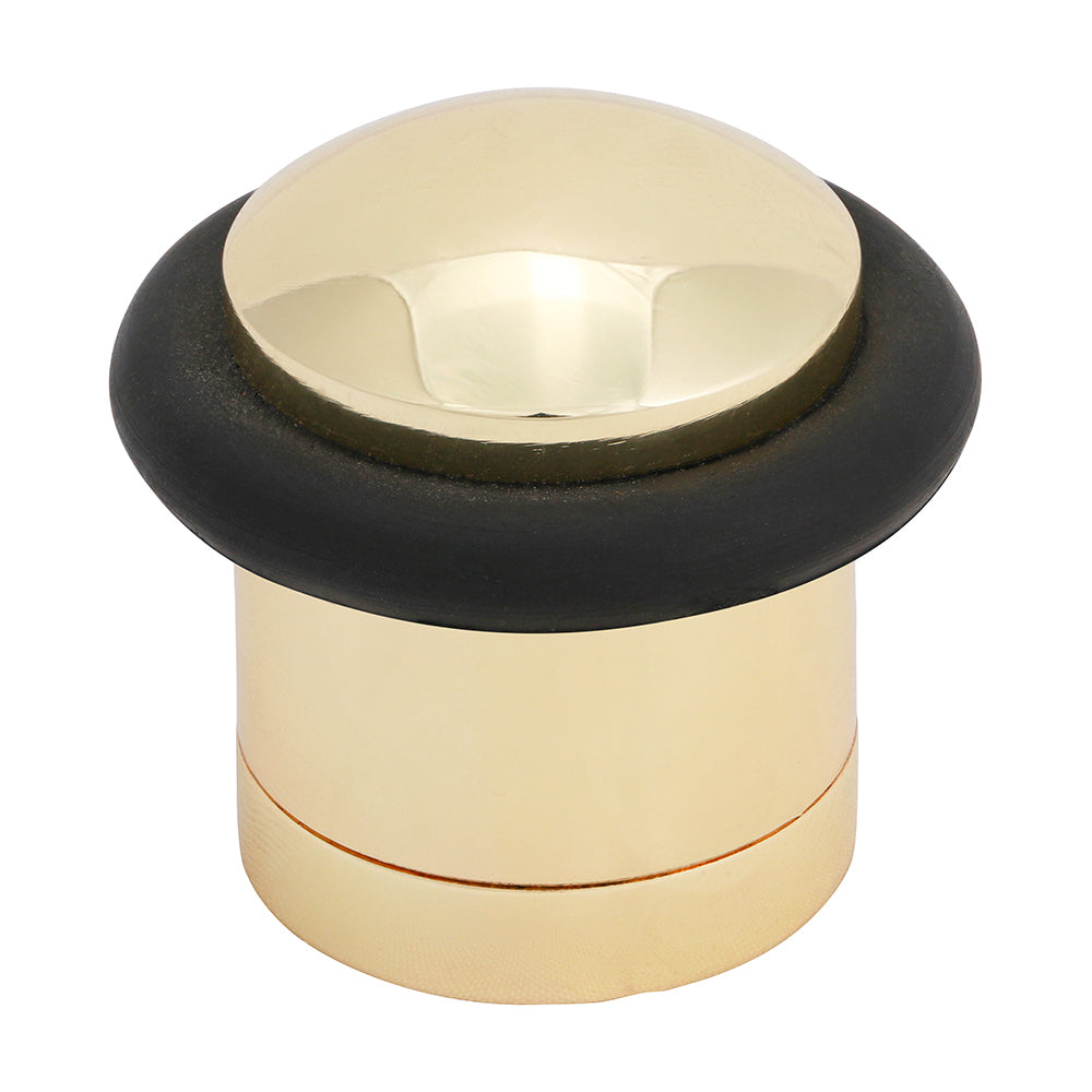 This is an image of Timco - Cylinder Door Stop - Polished Brass 41mm (1 Each Bag) 200668