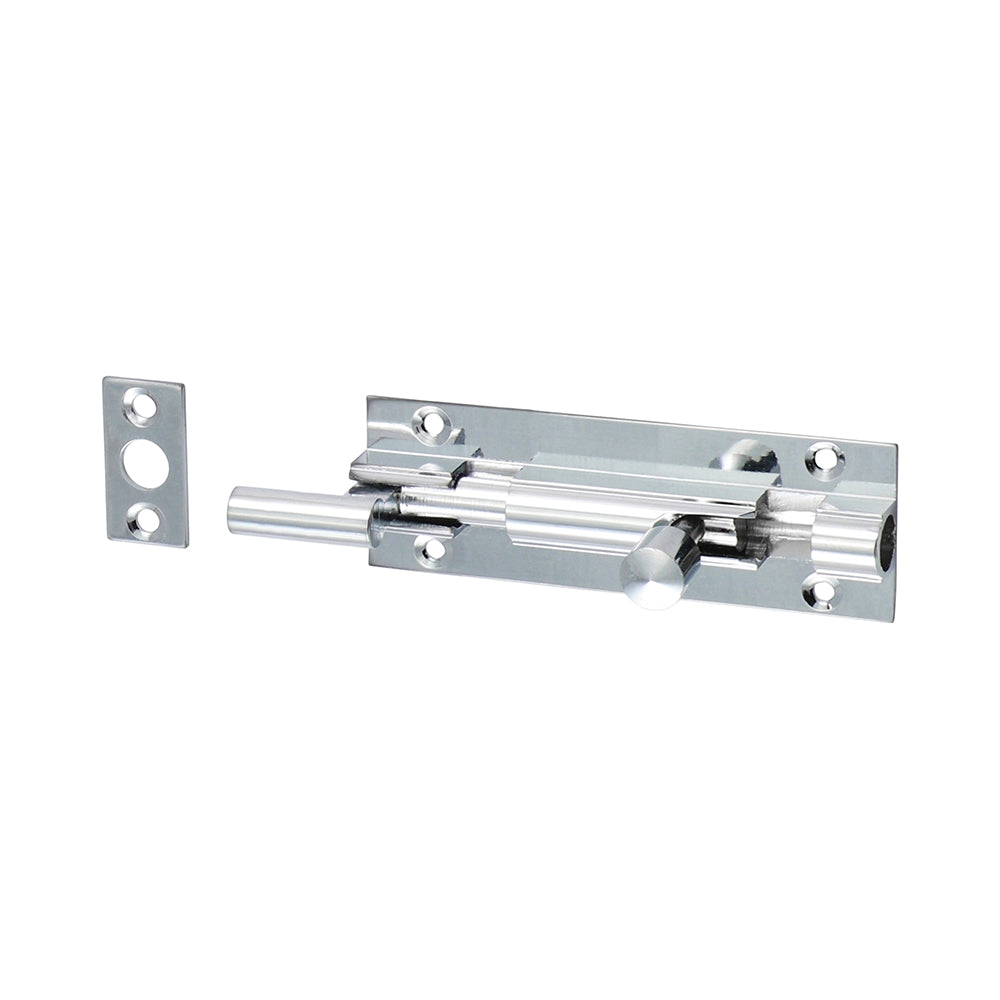 This is an image of Timco - Necked Barrel Bolt - Polished Chrome 75 x 25mm (1 Each Bag) 200694