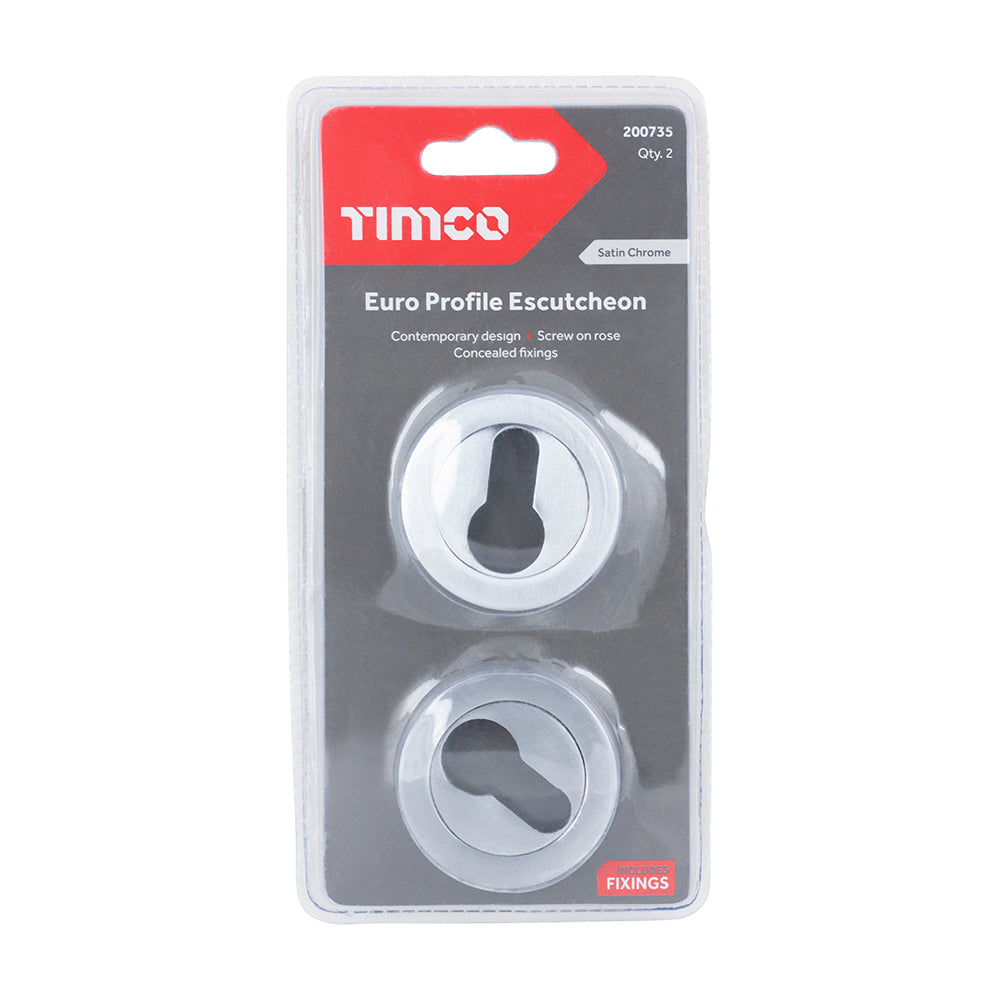 This is an image of Timco - Euro Profile Escutcheon - Satin Chrome 51mm (1 Pairs Blister Pack) 200735