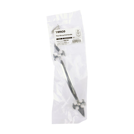 This is an image of Timco - Fleur De Lys Pull Handle - Polished Chrome 178mm (1 Each Bag) 200743