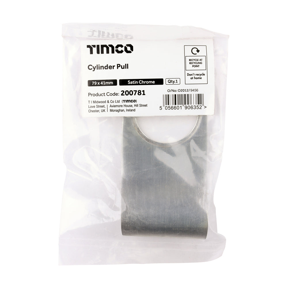 This is an image of Timco - Cylinder Pull - Satin Chrome 79 x 41 (1 Each Bag) 200781