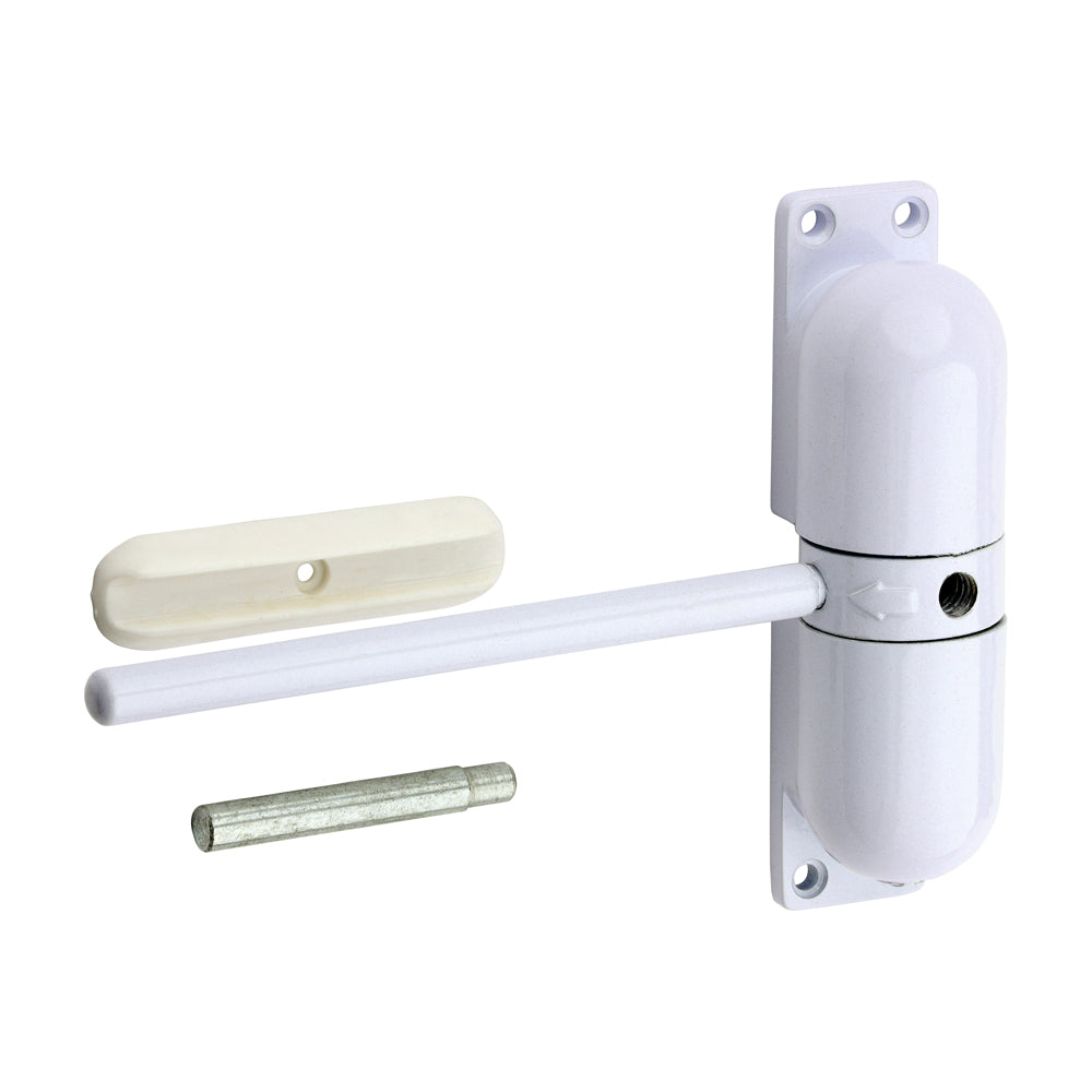 This is an image of Timco - Spring Door Closer - Epoxy White White (1 Each Box) 200798
