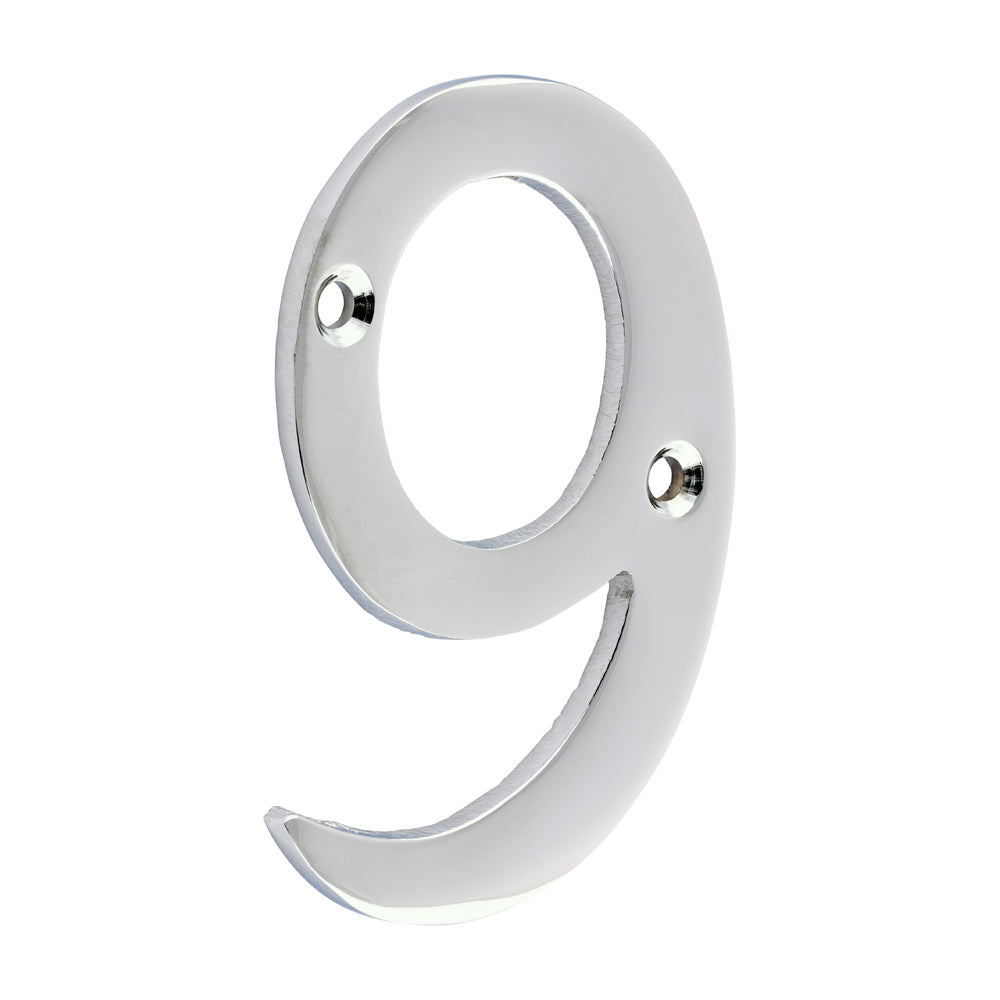 This is an image of Timco - Door Numeral 9 - Polished Chrome 75mm (1 Each Bag) 200811
