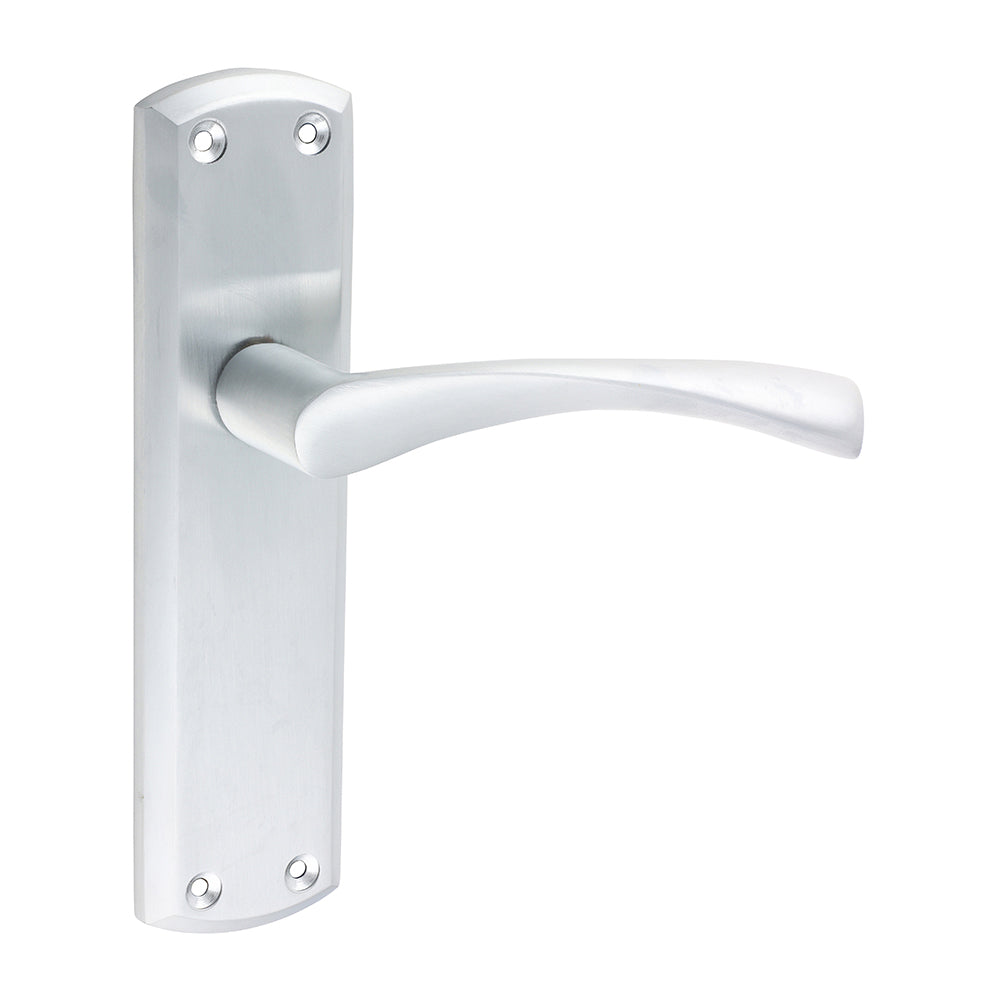 This is an image of Timco - Zeta Latch Handles - Satin Chrome 175 x 45 (1 Pairs Blister Pack) 200834